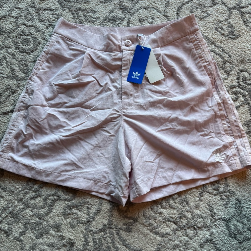 Adidas Originals Pink Athletic Shorts Lightweight Elastic Waist